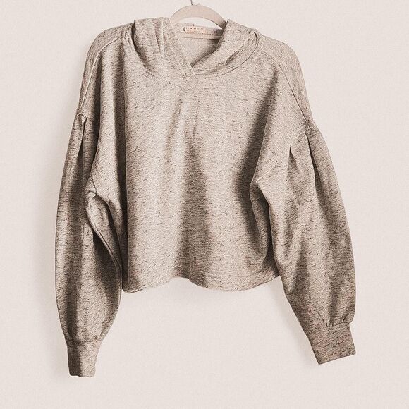 Free People Movement Grey Pleated Balloon Sleeve Hoodie – Small - Picture 1 of 6